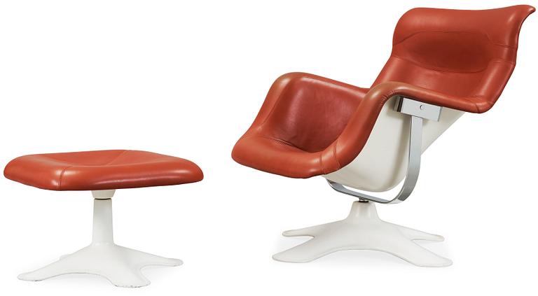 An Yrjö Kukkapuro 'Karuselli' easy chair with ottoman, Haimi, Finland 1960's-70's.