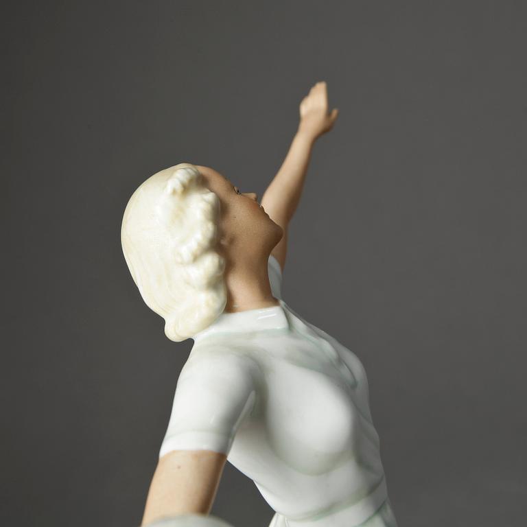 FIGURIN, porslin, art deco, Kurt Steiner, Schaubach, Tyskland, 1900-talets mitt.