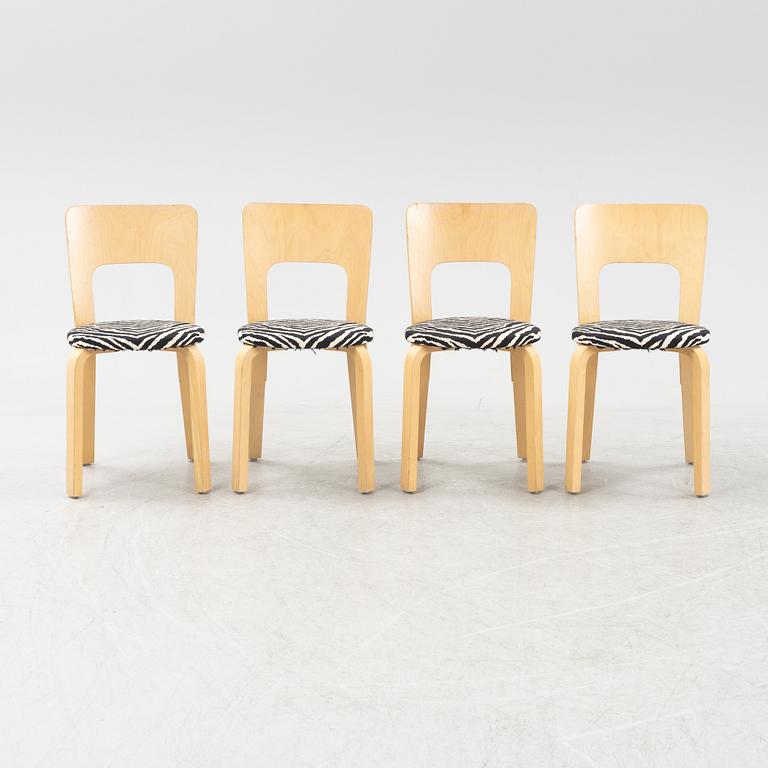 Alvar Aalto, a set of four model '66' birch chairs, Artek, Finland,