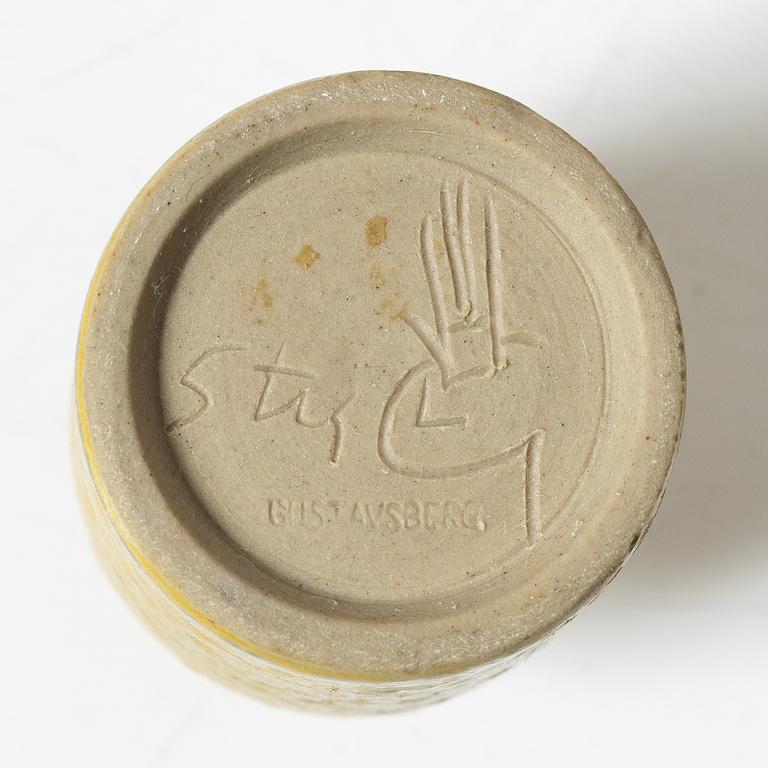 Stig Lindberg, vaser, 2 st och skål, stengods, Gustavsbergs Studio 1964-68.