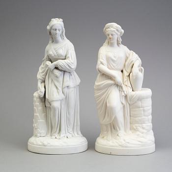 TWO PARIAN FIGURES, one marked Gustafsberg.