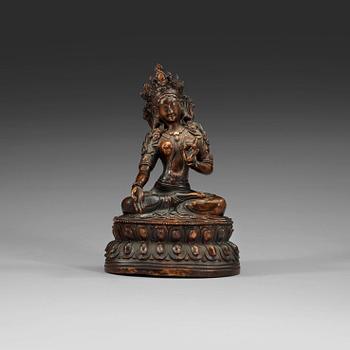 1782. A copper alloy figure of Tara, Tibet, 19th Century or older.