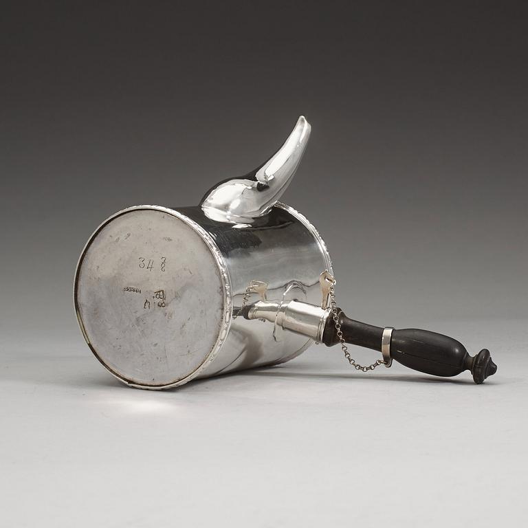 A Swedish 18th century silver coffee-pot, Julius Marianus Bergs, Stockholm 1784.