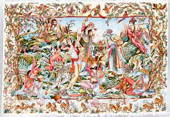 MATTA, Täbris, figural, part silk, ca 200x295.