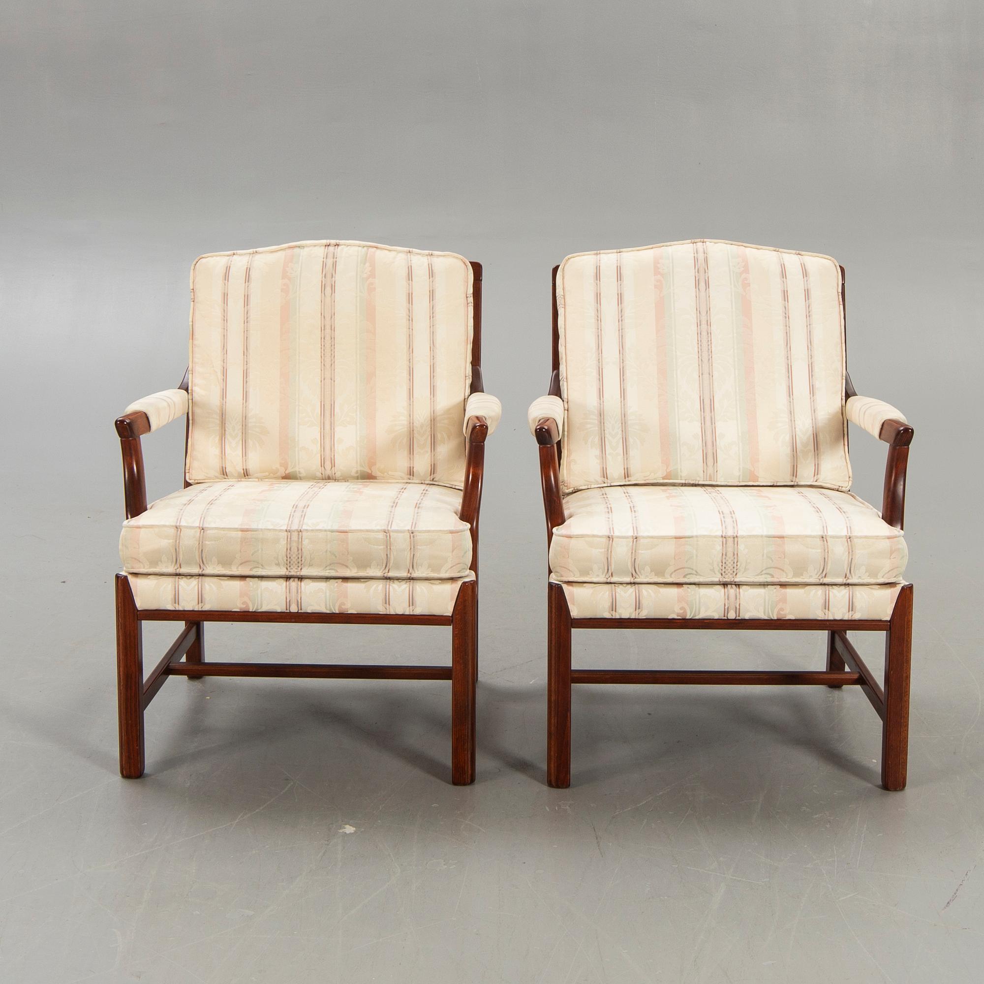 A pair of Ellinor armchairs from Bröderna Andersson later part of the 20th century.