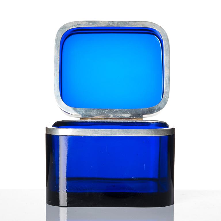 Josef Frank, a pewter mounted blue-tinted glass box, Firma Svenskt Tenn.