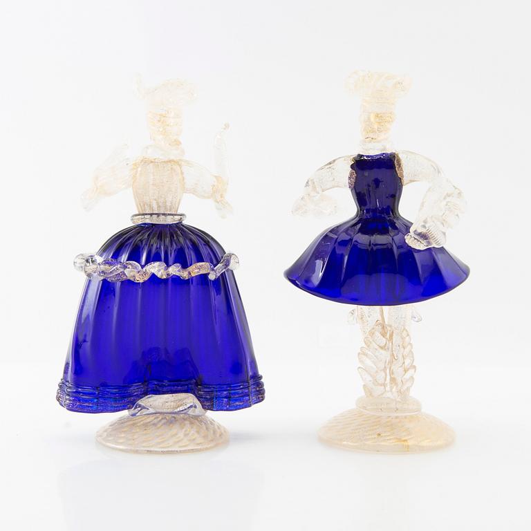 Figuriner 1 par, Murano Venedig 1900-talets andra hälft glas.