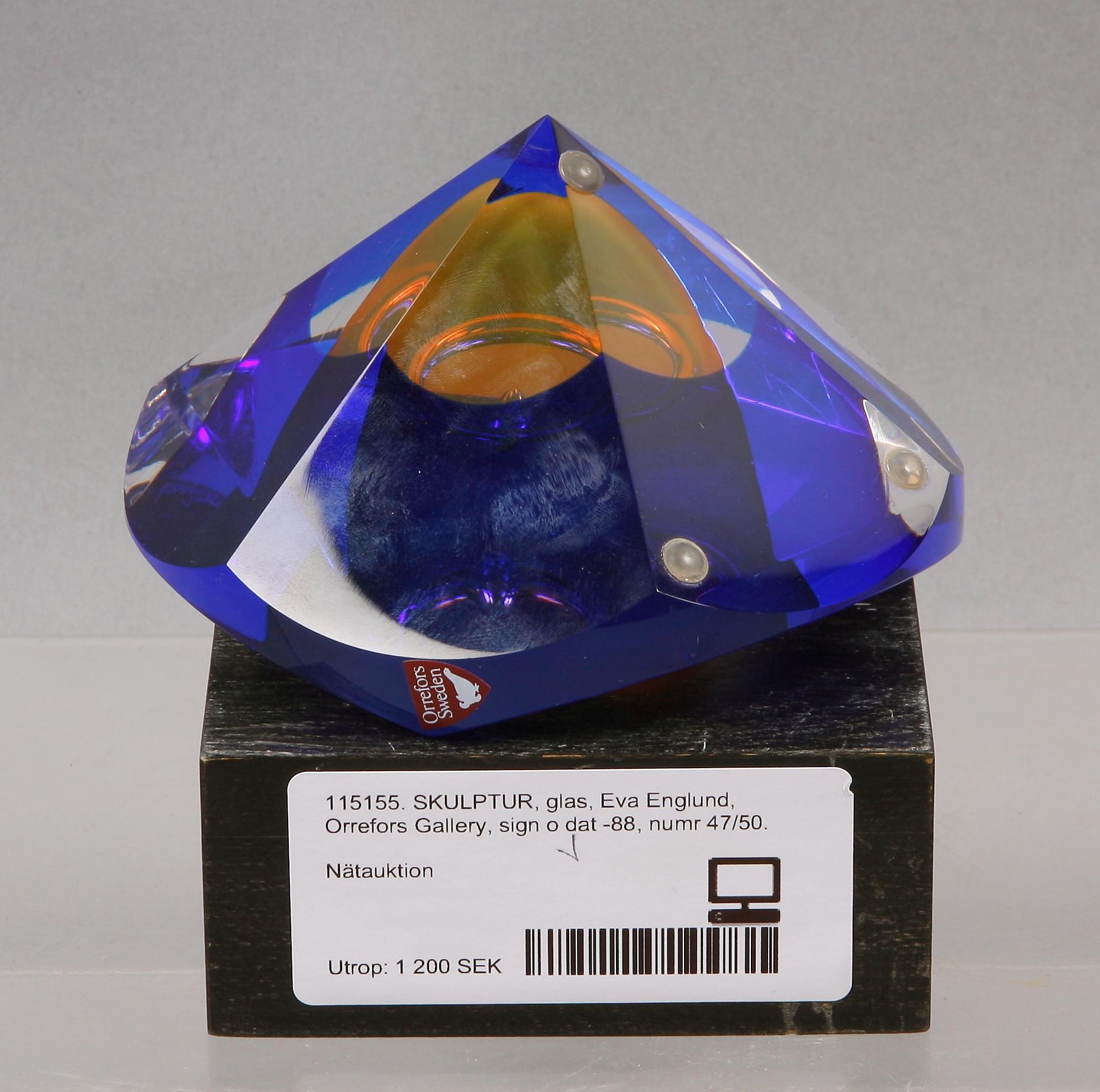 SKULPTUR, glas, Eva Englund, Orrefors Gallery, sign o dat -88, numr 47/50.