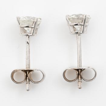 Earrings, a pair, 18K white gold set with round brilliant-cut diamonds totalling 1.03 ct, accompanied by a GIA dossier.