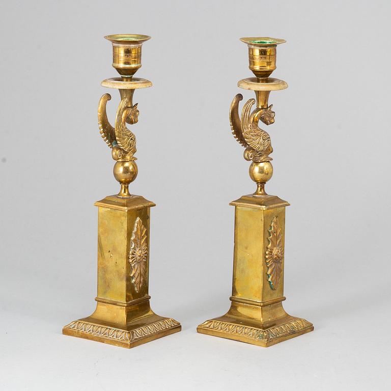 A pair of late Gustavian-style candlesticks, circa 1900.