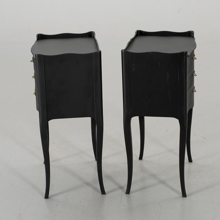 A pair of Rococo-style bedside tables, later part of the 20th century.