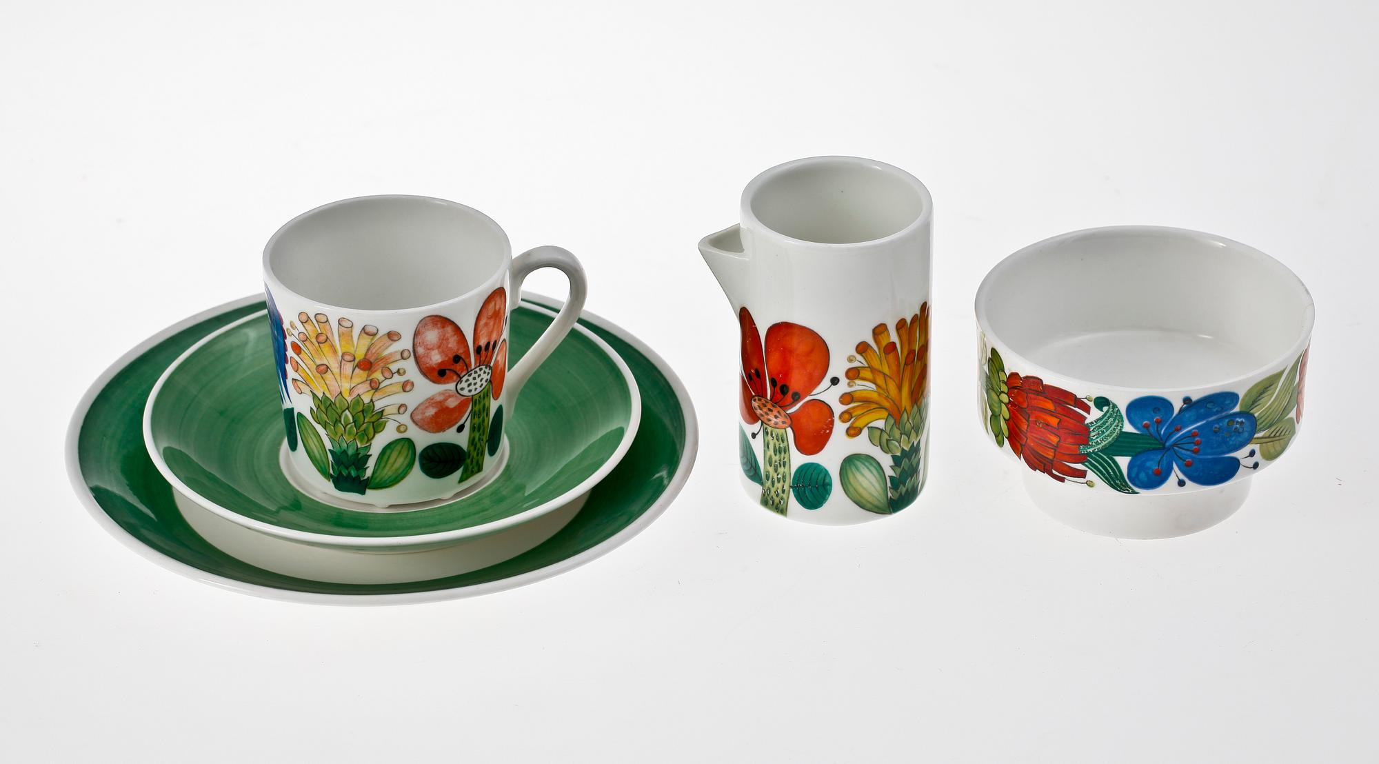 KAFFESERVIS, 22 delar, porslin, "Tahiti", Stig Lindberg, Gustavsberg.