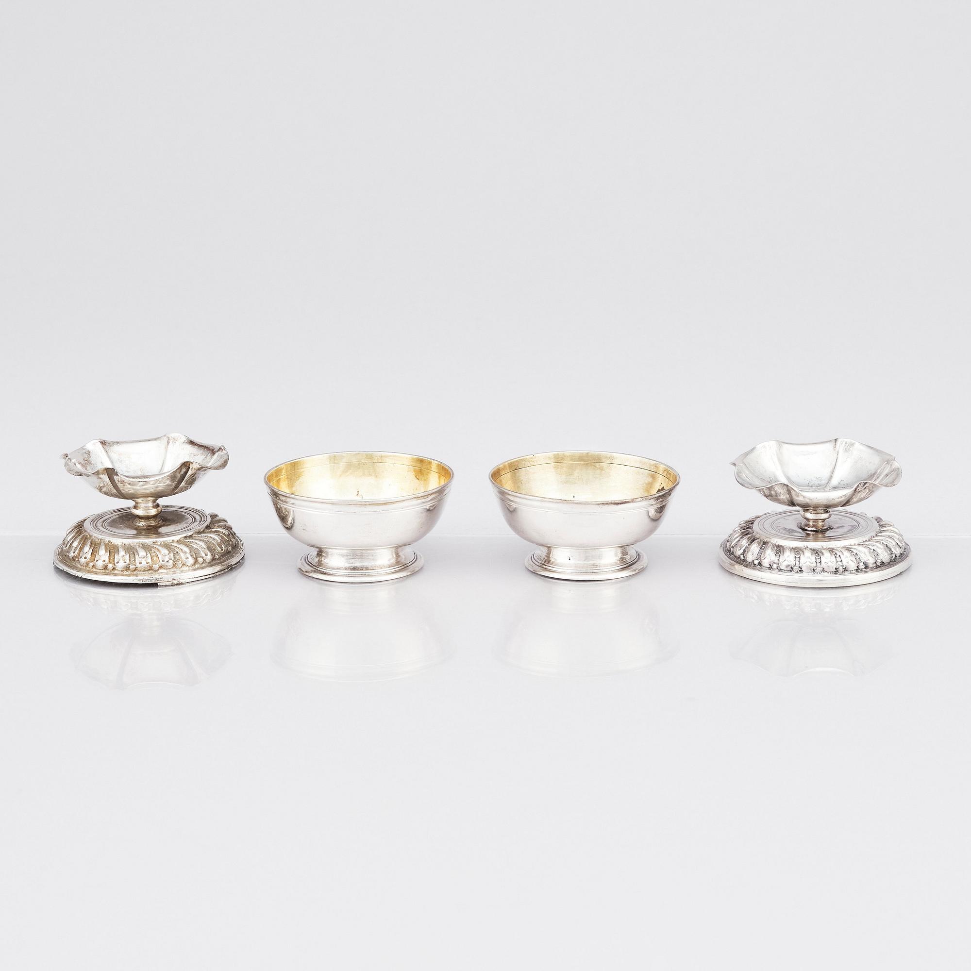 Johann Philipp Rieblinger, saltkar med lock, ett par, delvis förgyllt silver, Augsburg 1700-1705. Barock.