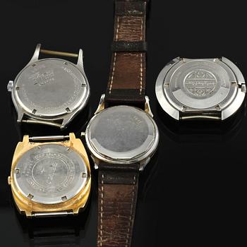 ARMBANDSUR, 4 st, herr, 1900-talets andra hälft.