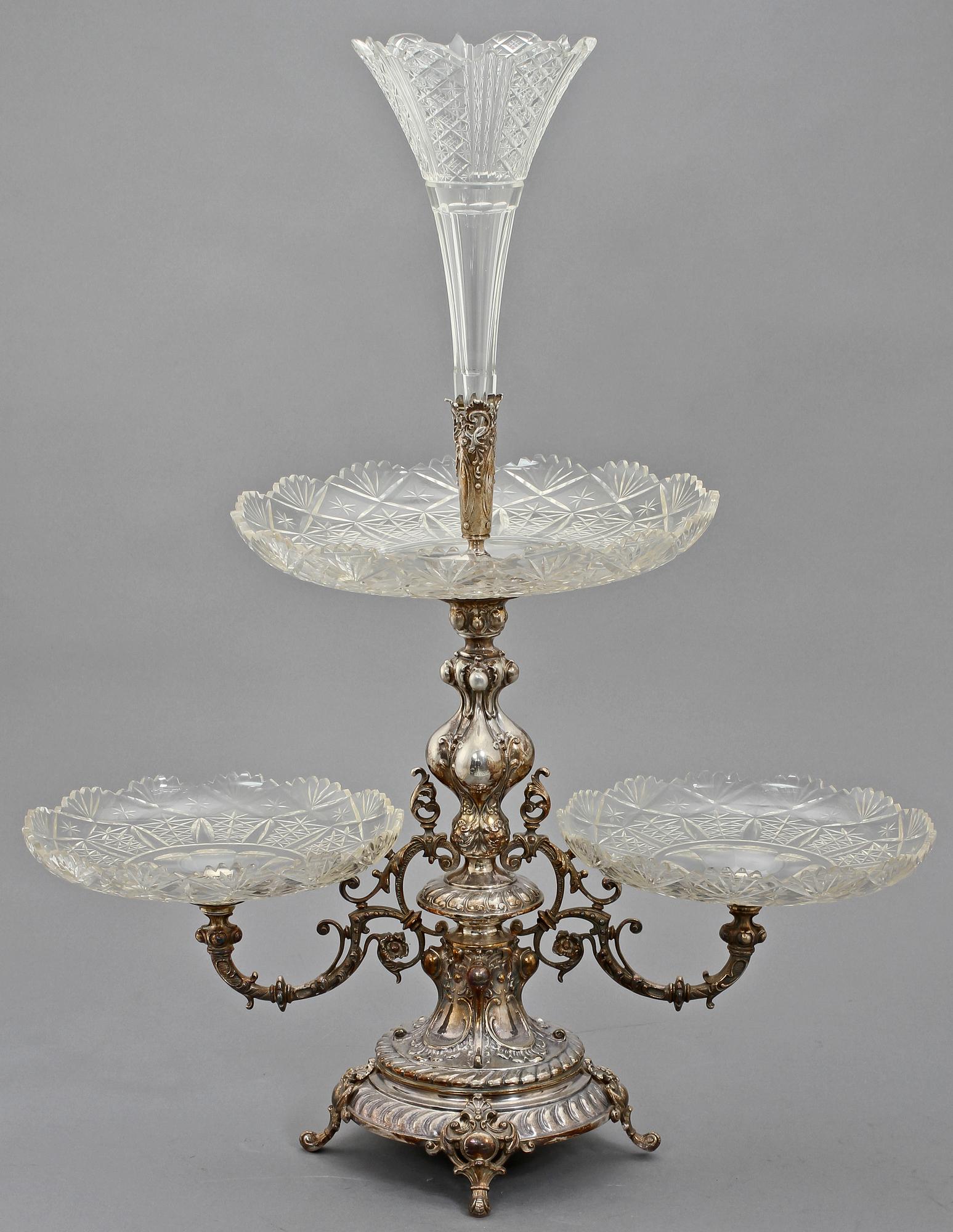 UPPSATSSKÅL, nysilver och glas, 1800-talets senare del.