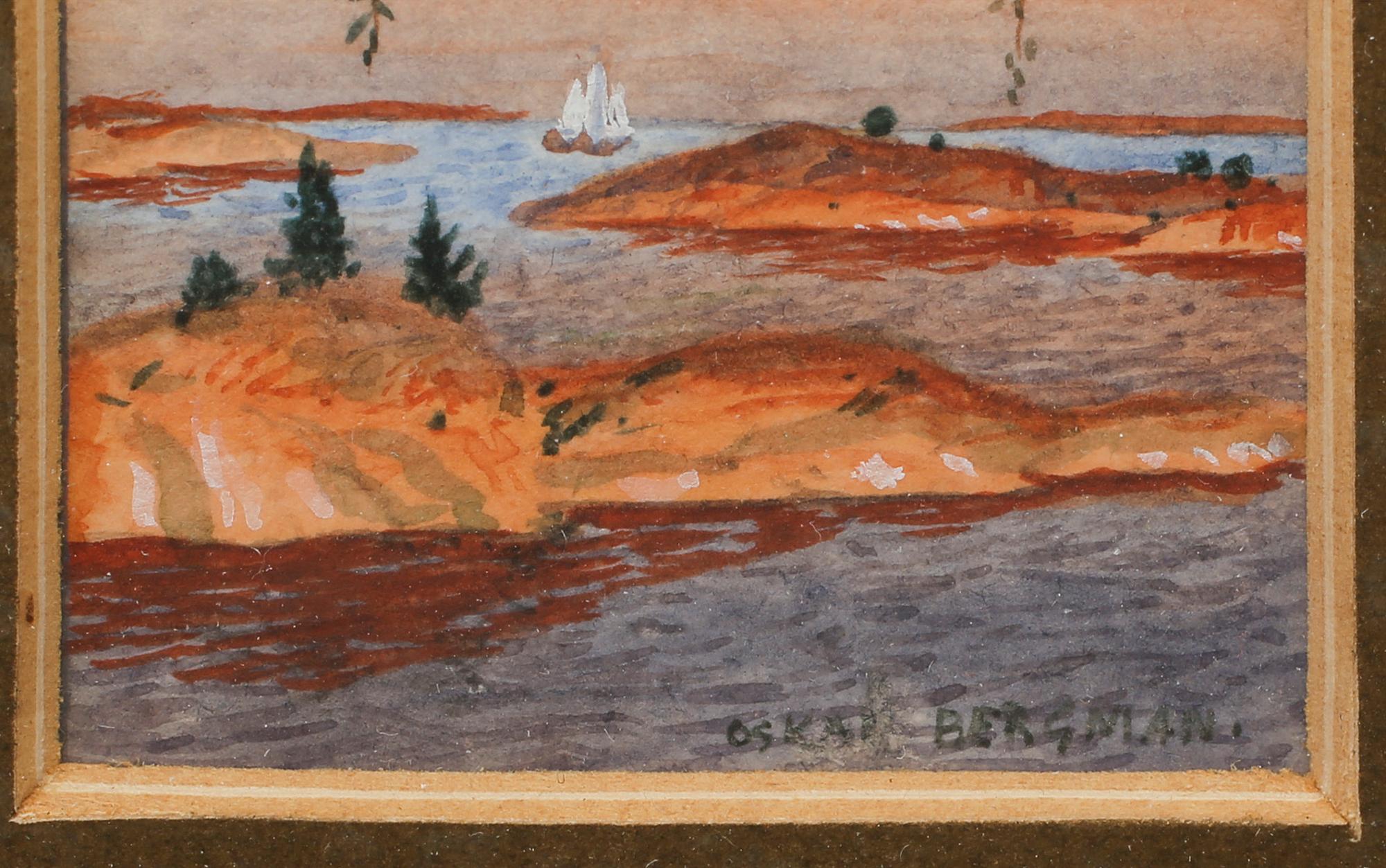 OSKAR BERGMAN, akvarell, signerad.