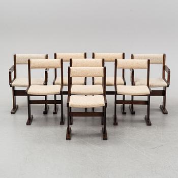 A Danish dining table and eight chairs from Gangsø Møbler A/S, 1960's-70's.