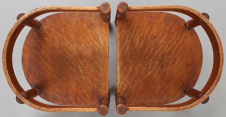 BRÖDERNA ERIKSSON (The Eriksson brothers), attributed to, a pair of stained and carved chairs, Arvika, Art Nouveau,