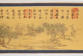 Zhang Zeduan (1085-1145) efter, rullmålning, tusch och akvarell på siden på papper, Kina, 1900-tal.