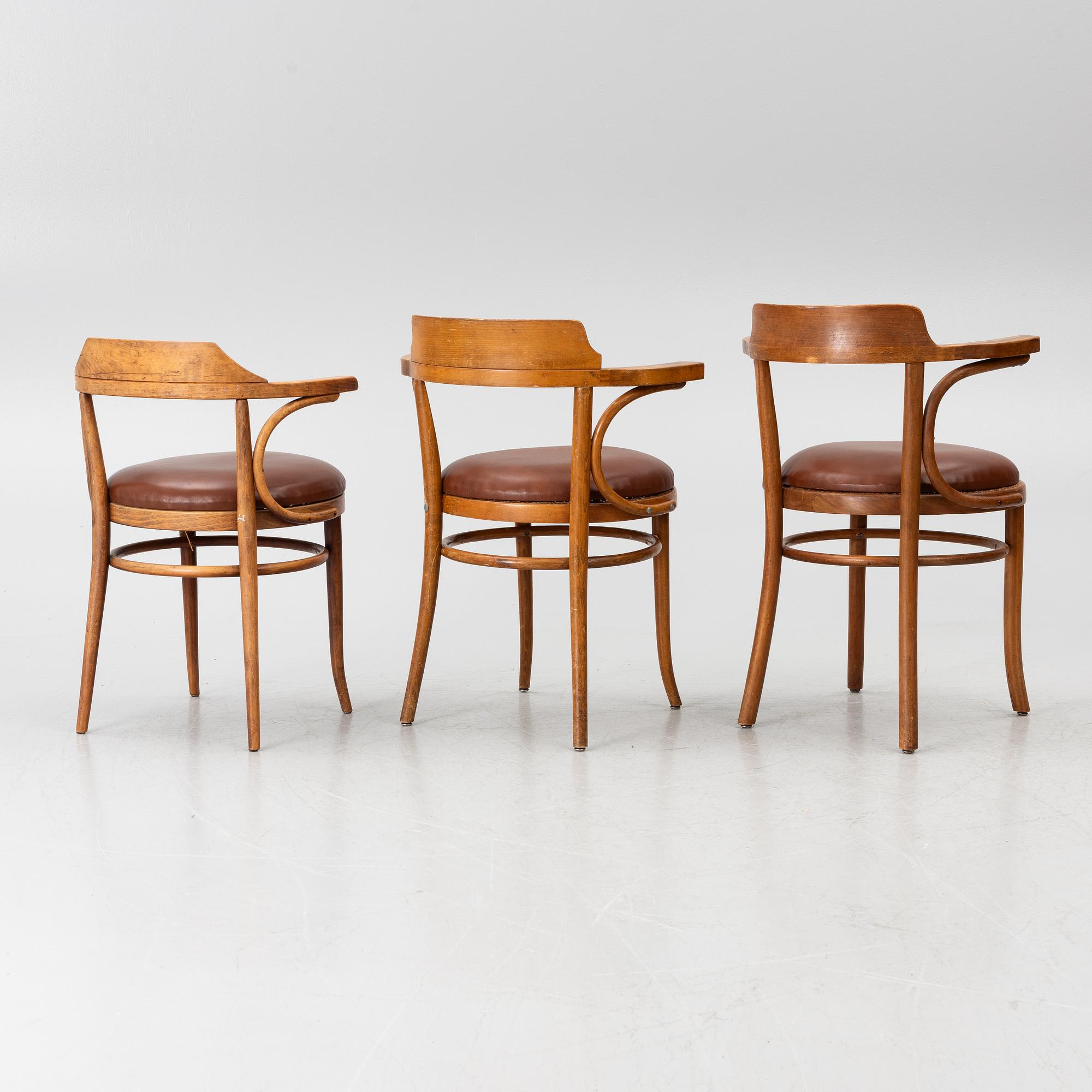 Armchairs, 6, model no. 3, Thonet, first half of the 20th century.