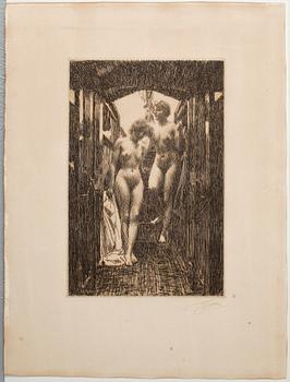 Anders Zorn · ANDERS ZORN, Etsning, utförd 1917, signerad med blyerts.