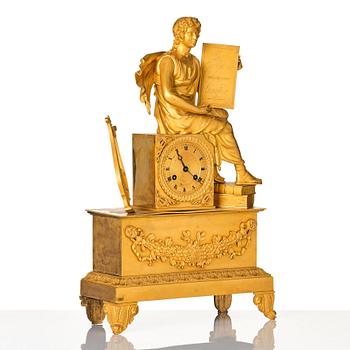 A French Empire mantle clock, early 19th century.