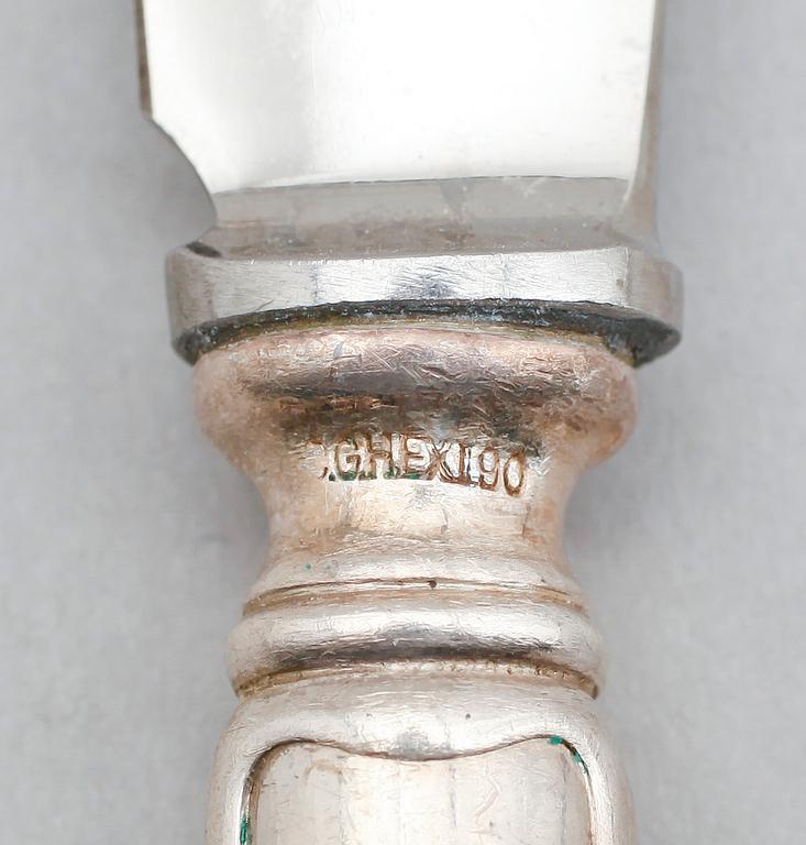 MATKNIVAR, 12 st, nysilver, 1900-talets mitt.