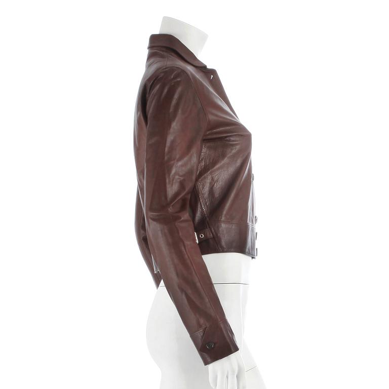 RALPH LAUREN, a brown lambskin leather jacket, size 6.