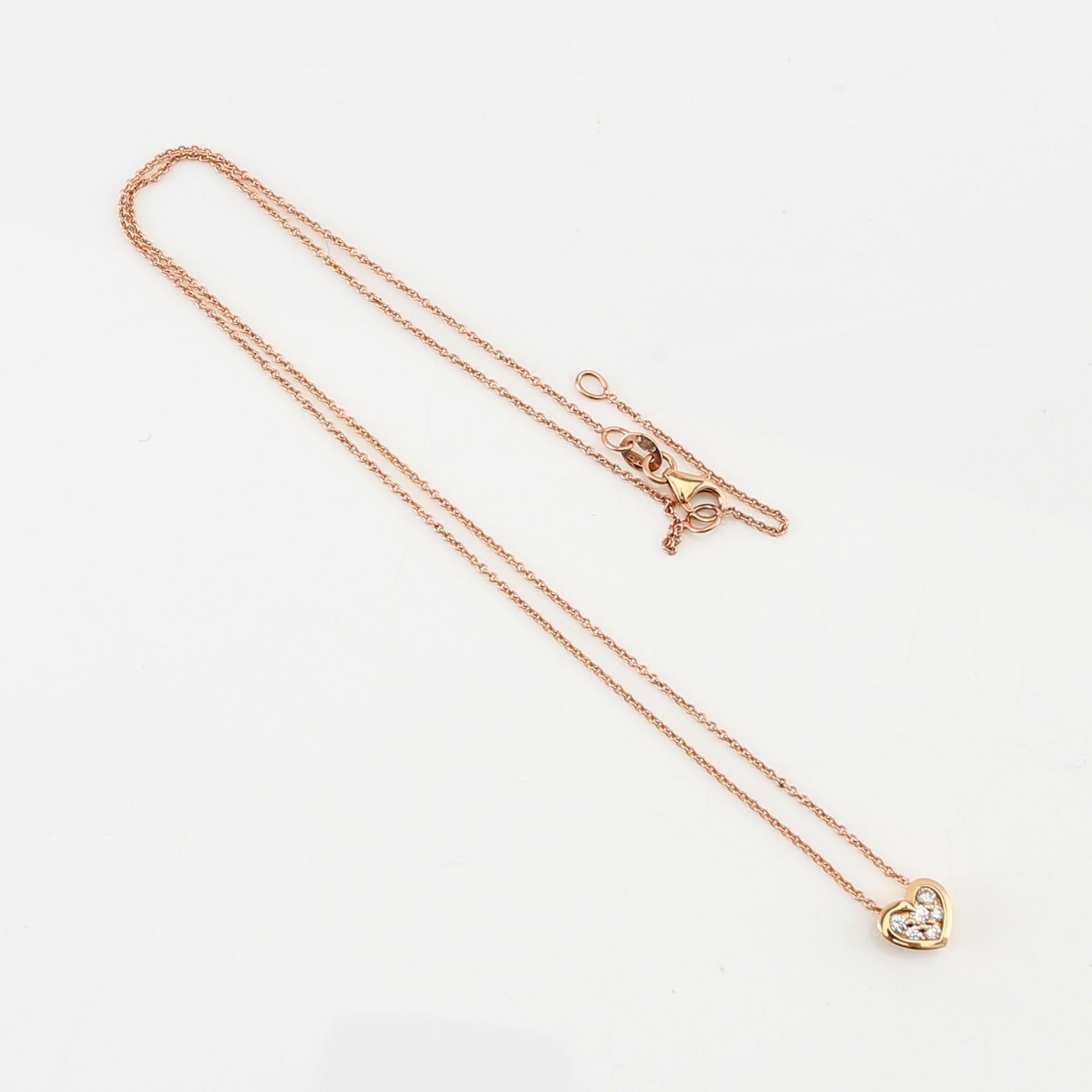 Halsband 18K roséguld med runda briljantslipade diamanter.