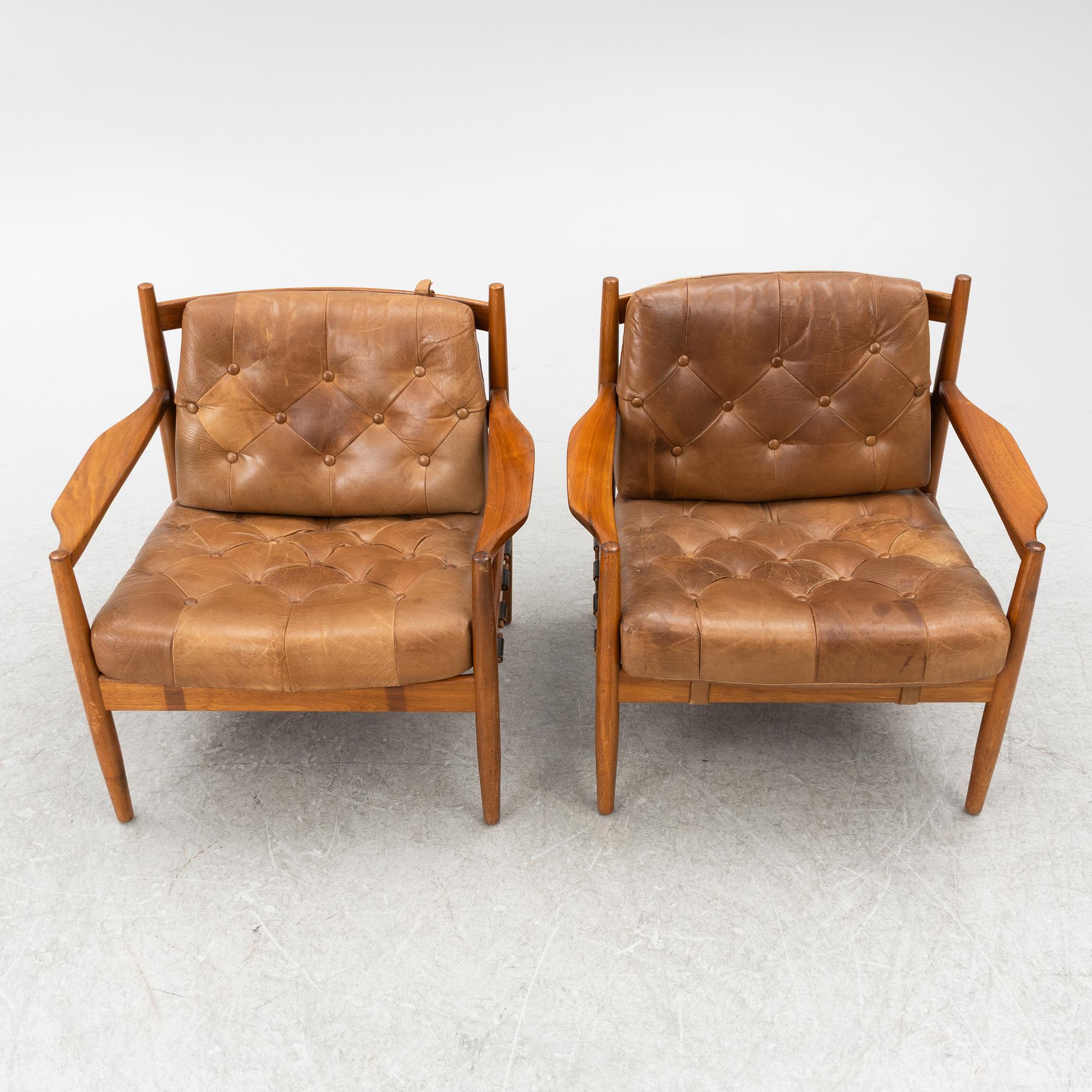 A pair of Ingemar Thilmark armchairs, 'Läckö' for OPE furniture, 1960/70's.