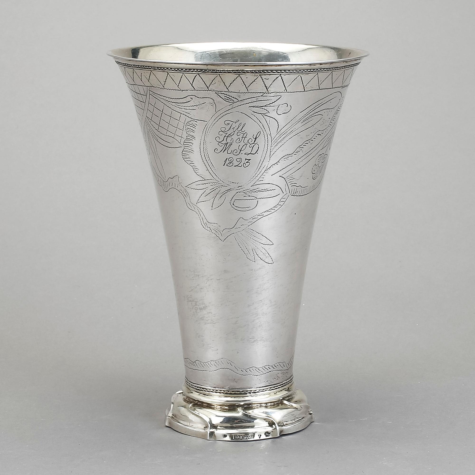 BÄGARE, silver, Carl Schmidt Köping, 1779. Vikt 524 gr.