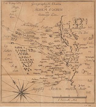 Map, "Geographical chart of Ålhem parish in Calmar County", 18th century.