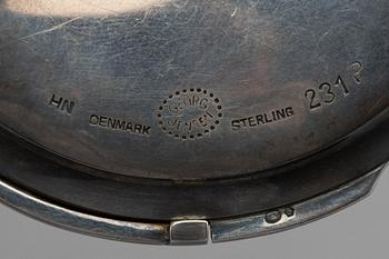 PUDERDOSA MED SPEGEL, silver, George Jensen. Svenska importstämplar.
