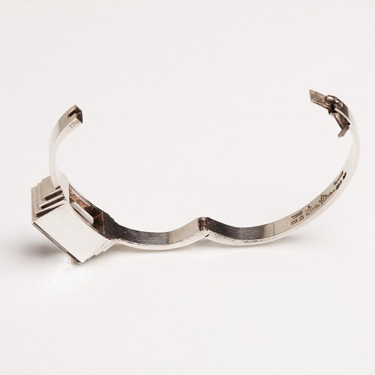 Wiwen Nilsson, a sterling bangle with a facet cut rock crystal, Lund, Sweden 1966.