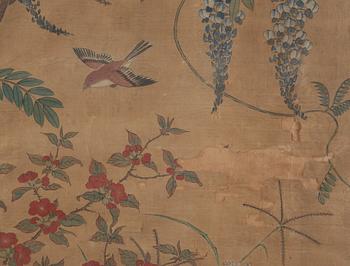 A painting of a flowering garden, Qing dynasty, presumably 19th century.