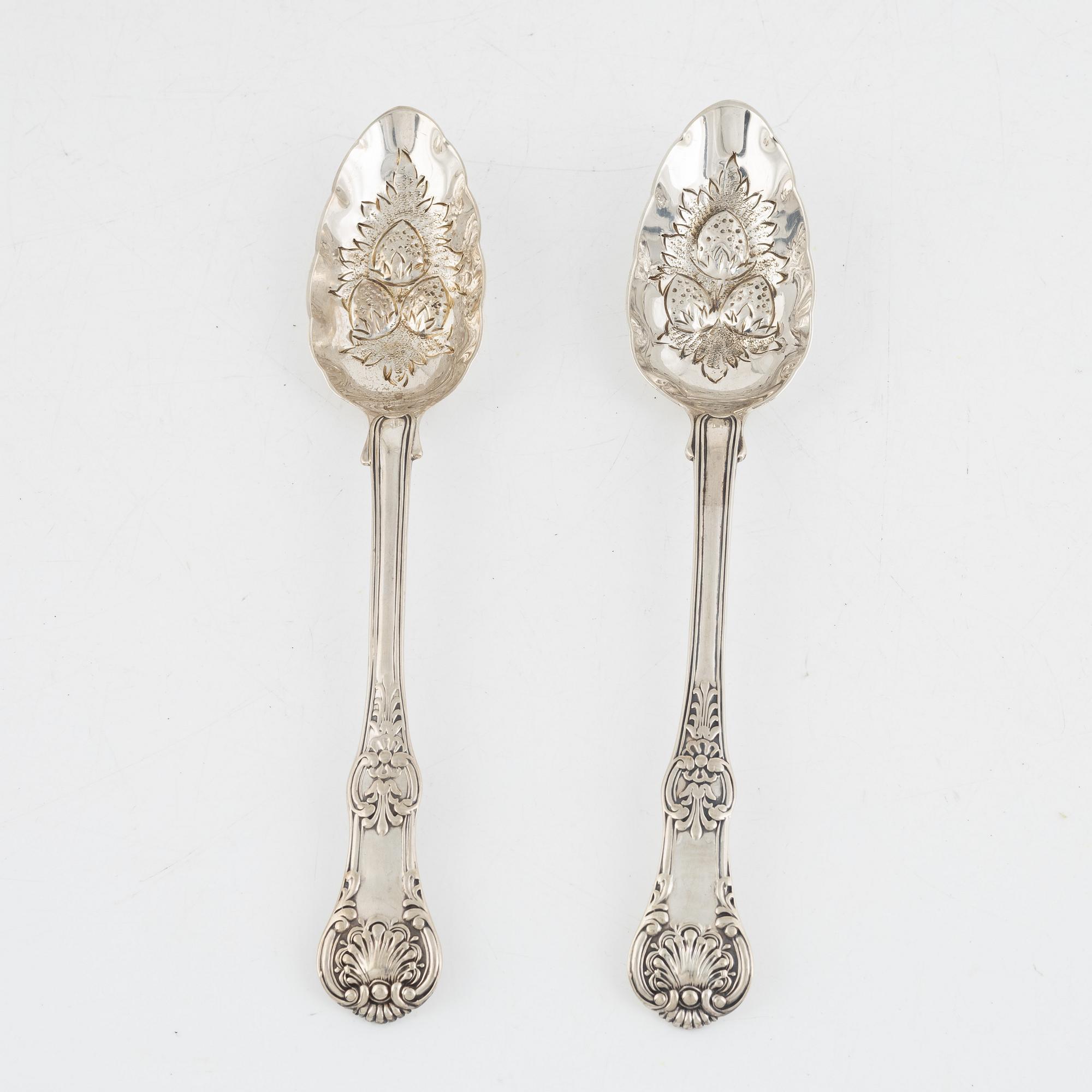 Bordstillbehör, 6 delar, silver, London 1700-1800-tal.