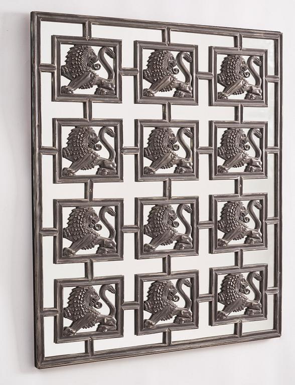 Uno Åhrén & Anna Petrus, a pewter mirror,  Svenskt Tenn, Stockholm, model 516, designed in 1927.
