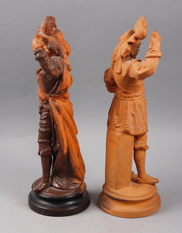FIGURINER, ett par, terrakotta. UFFRECHT & CO, Tyskland, 1800/1900-tal.
