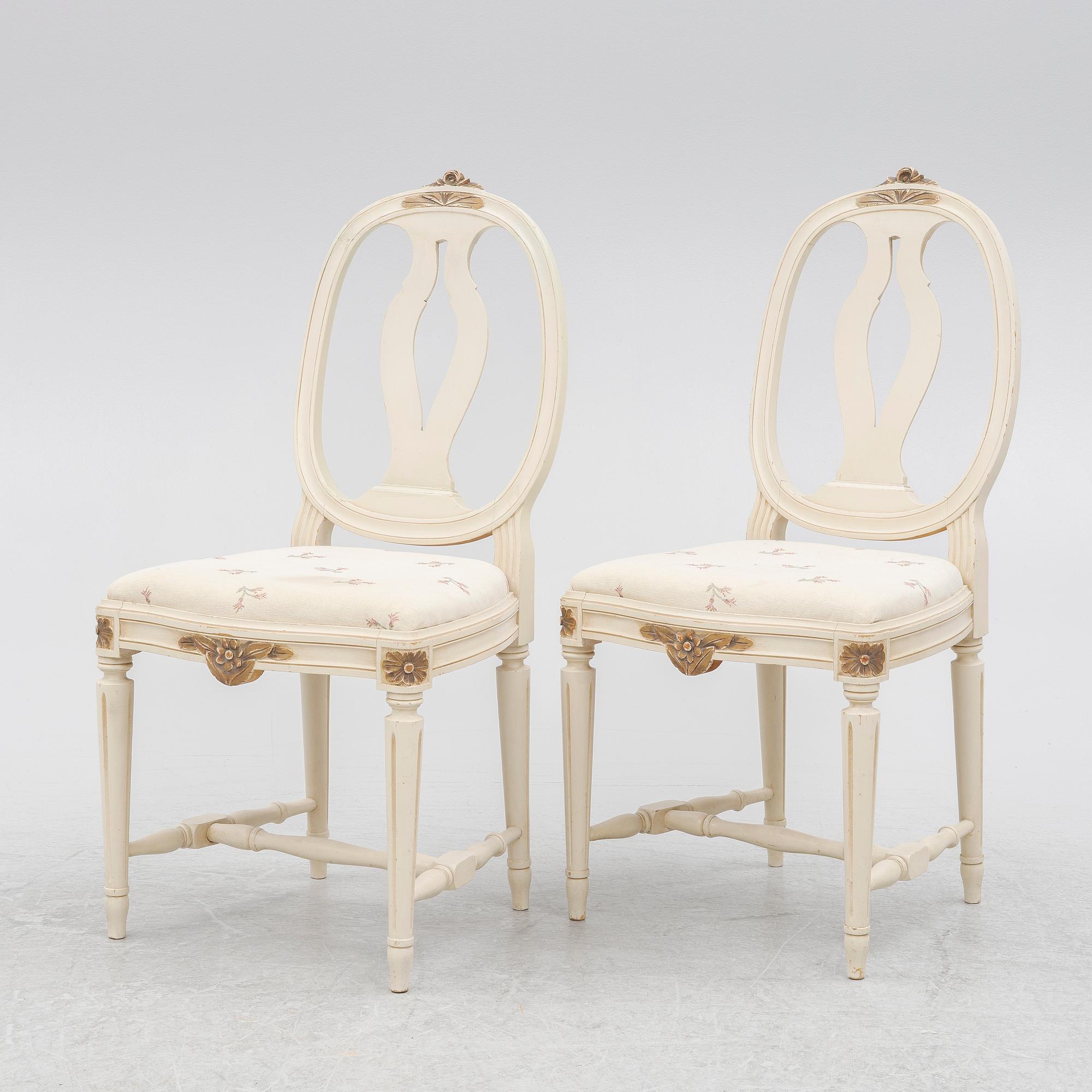 Dining group, 10 pieces, Gustavian style, 20th century.
