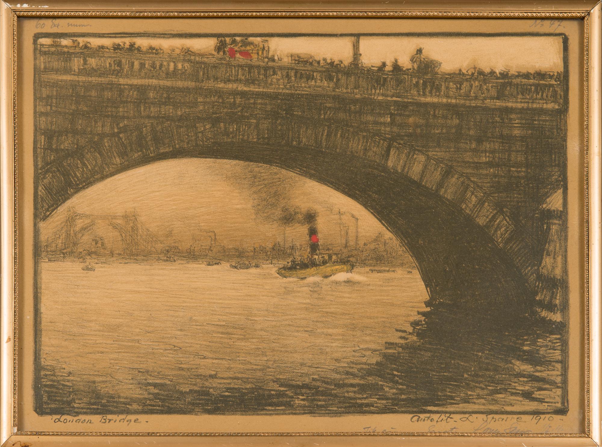 Louis Sparre, partly handcoloured litograph, signed and dated 1910. Dedication.