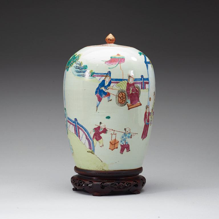 A famille rose urn with cover, Qing dynasty, late 19th century.