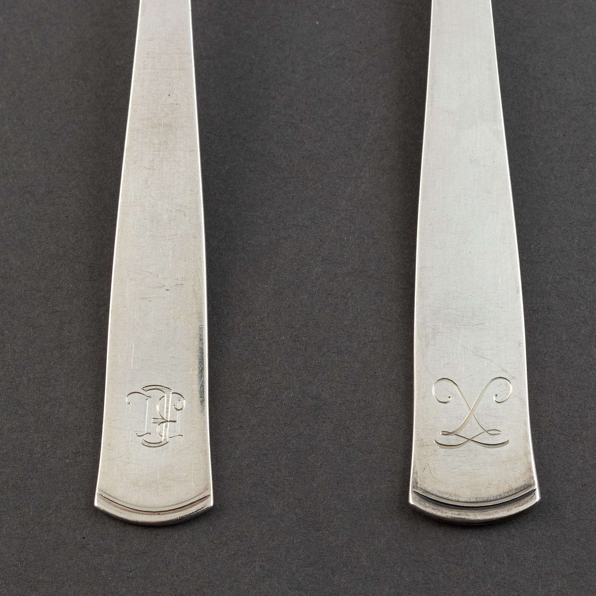Jacob Ängman, a set of 12+6 silver spoons, GAB.