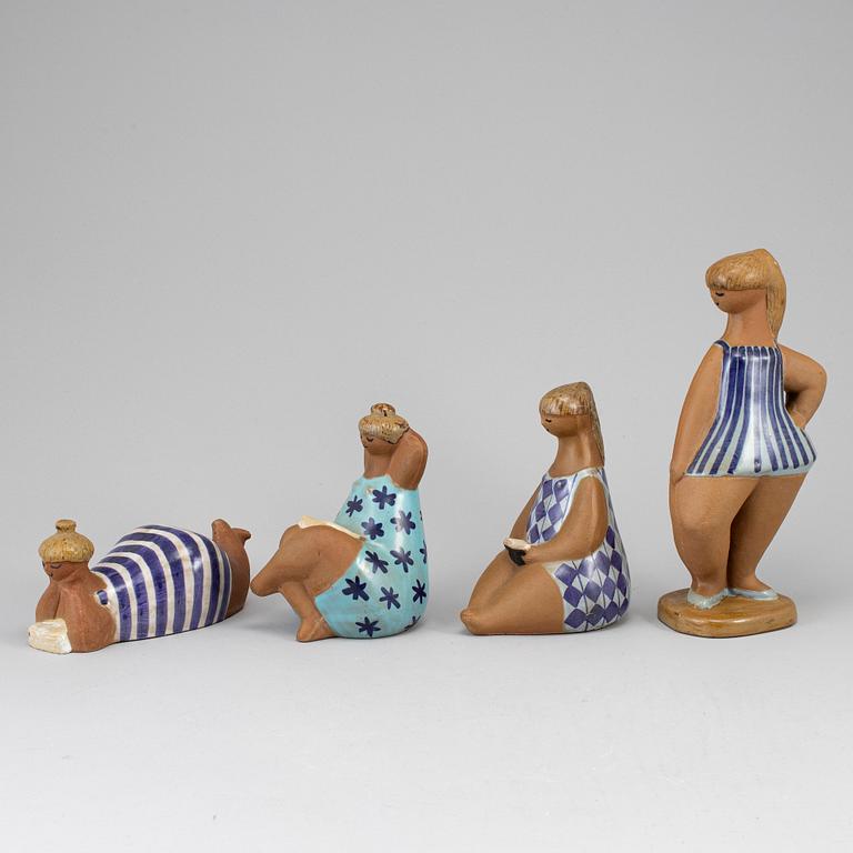 LISA LARSON, figuriner, 4 st, stengods, ABC-flickorna, Gustavsberg, 1958-73.
