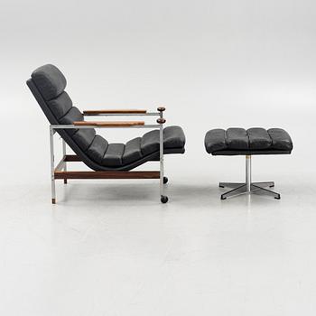 Eric Merthen, fåtölj med fotpall, "Kronfåtöljen", AB Dahléns Fåtöljindustri, Dalum, formgiven 1967.