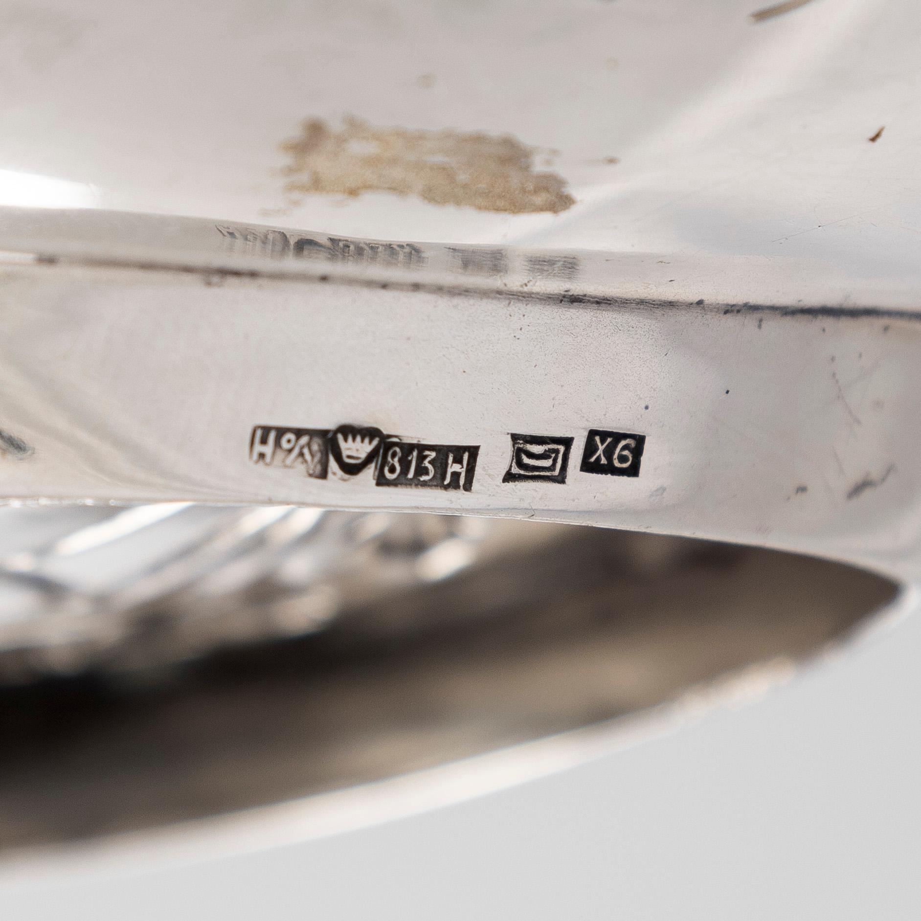 Two 1950s silver dishes, Hopeatehdas Oy, Helsingfors, 1951–55.