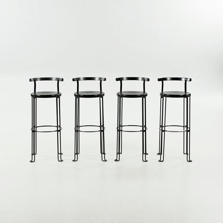 Four "B4-82" bar stools from the Oblado series, designed by Börje Lindau for Blå Station, late 20th century.