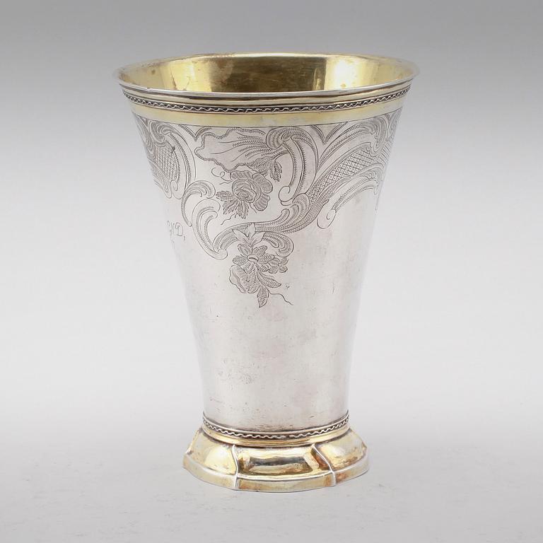 BÄGARE, silver, Jacob Lampa, Stockholm 1770. Vikt ca  453 gram.