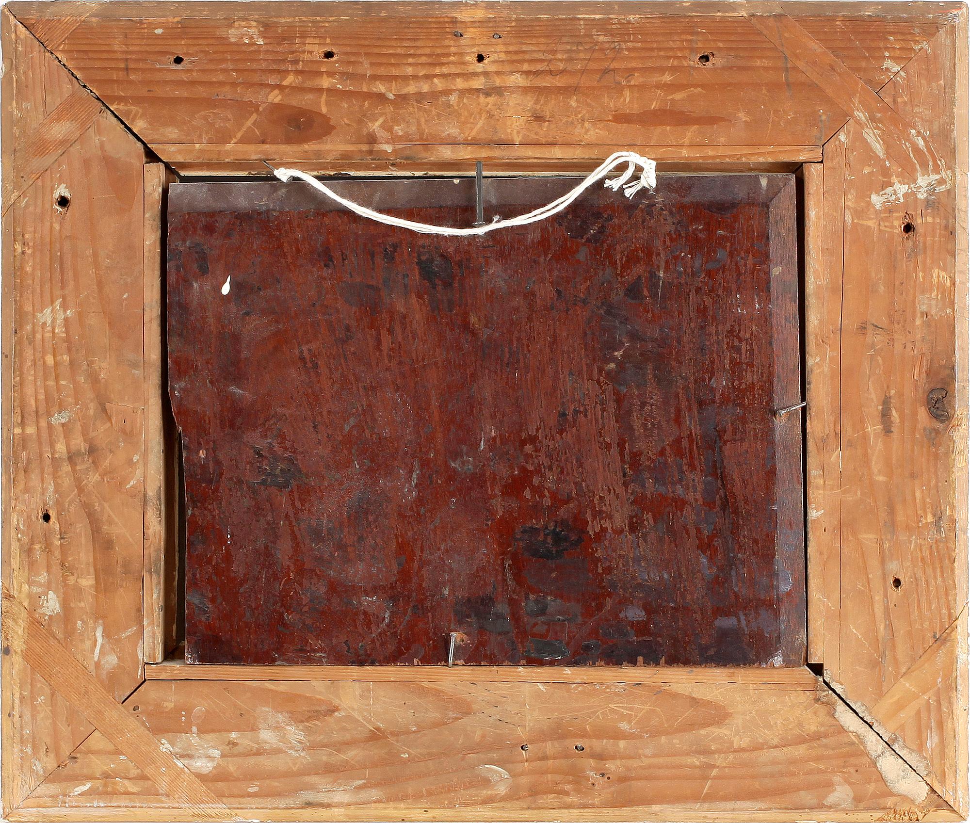 OKÄND KONSTNÄR, olja på pannå, sent 1800-tal, ej sign.