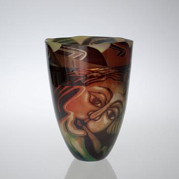 An Eva Englund 'Graal' glass vase, Orrefors 1988.