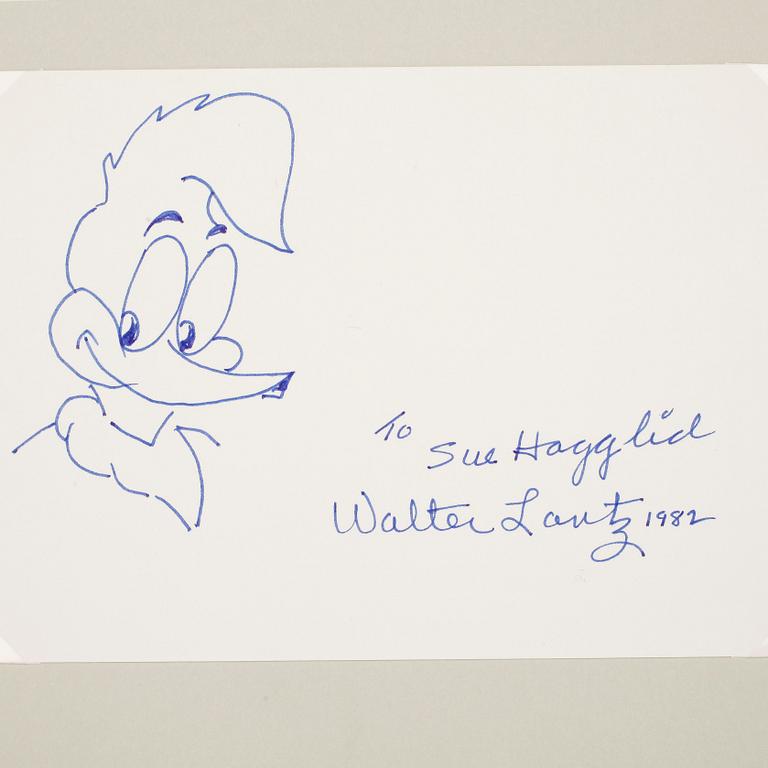SAMLING AUTOGRAFER OCH TECKNINGAR AV SERIETECKNARE, 39 st, bla Walt Disney, Johnny Hart, Hank Ketcham, egenhändiga.